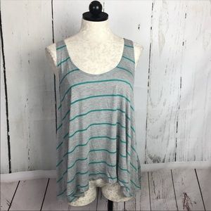 Lush Grey Mint Green Layered Sleeveless Top Women Sz L